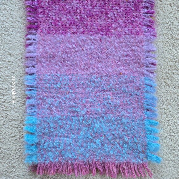 NWOT Wool & Mohair Curly Scarf Avoca Purple Turquoise - Picture 4 of 14